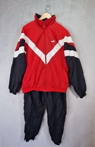 Puma Tracksuit Mens Large Red Black 90s Jacket & Trousers Embroidered Retro - Picture 1 of 22
