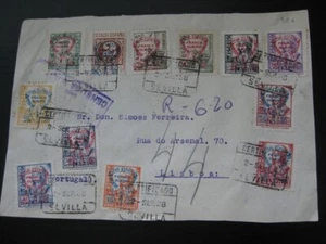 SPAIN 1938 very nice used stamps on partial cover front! (2) - Bild 1 von 1