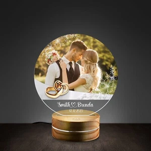 Customized Name and Date, Happy Wedding Anniversary Custom Photo Night Light - Picture 1 of 2