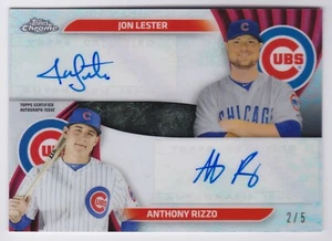 2015 Topps Chrome Jon Lester/Anthony Rizzo Red Refractor Dual Auto #DA-LR 2/5 - Picture 1 of 2