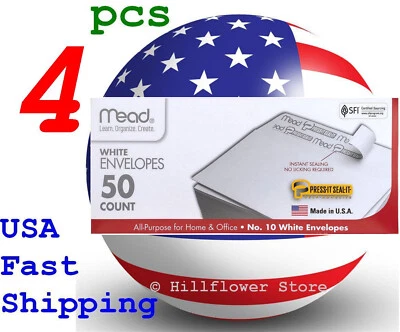 4 Mead 75024 #10 4 1/8 X 9 1/2 Press-it Seal-it 50 count white envelope AI - Image 1 of 4