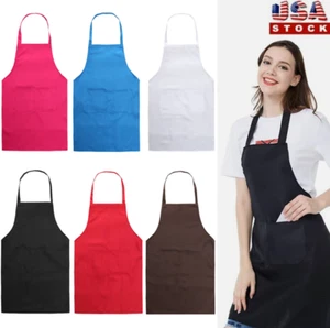 Waterproof Chef Apron Black Catering Cooking Kitchen Butcher with 2 Pocket USA - Picture 1 of 19