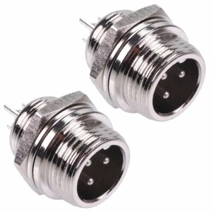 2 x 3 Way M12 Panel Mount Male Circular Socket Connector - Picture 1 of 1