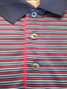 SUPER GREG NORMAN NAVY STRIPED  SHIRT WITH LOGO SIZE M - Picture 1 of 5