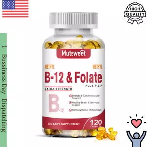 Methyl B-12 & Methyl Folate Extra Strength Vitamin B Methyl Folate Supplement - Picture 1 of 8