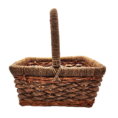 Seagrass Woven Basket Craft Storage Metal Frame 14.5"x11.5"x16" Tall Sturdy - Image 1 of 4