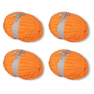 Orange Chunky Chenille Yarn Jumbo Yarn for Luxurious Blankets & Home Décor - Picture 1 of 6