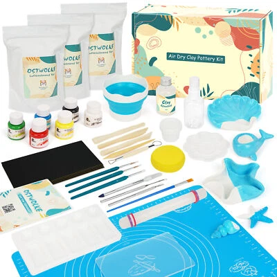 DIY Töpferset für Anfänger für Zuhause Lufttrocknenden Ton Werkzeug Anleitung - Bild 1 von 4