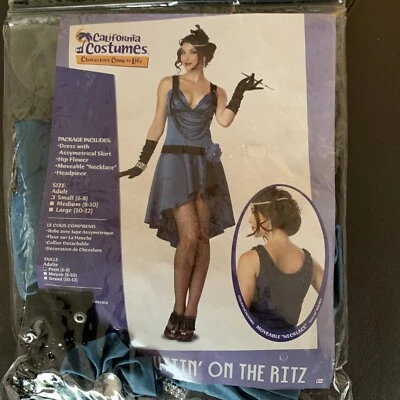 Disfraz de Halloween Ritz Flapper años 20 para mujer adulta azul verdoso negro talla pequeña Foto 1 de 4