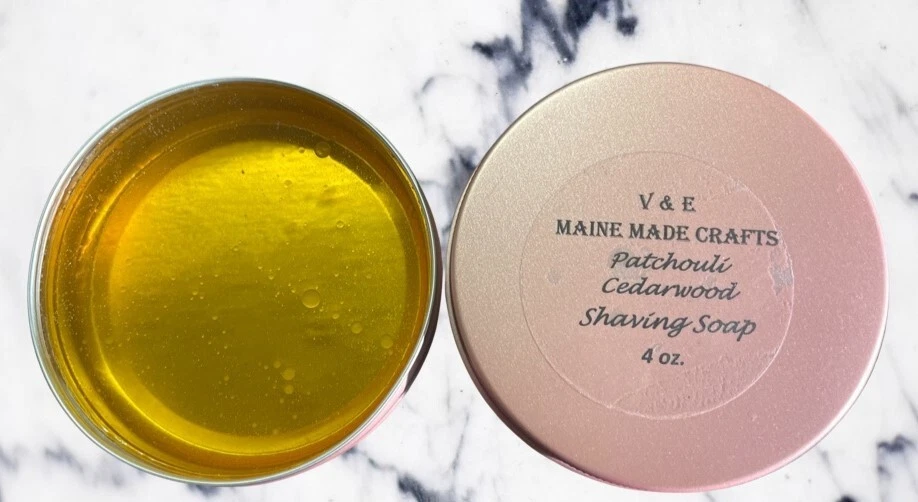 V & E MAINE MADE CRAFTS Glycerin Shaving Soap - Patchouli Cedar Wood