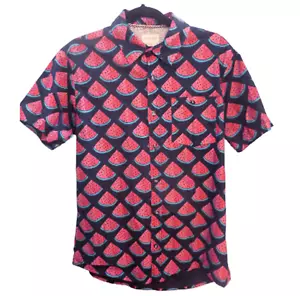 Sovereign Code LA Button Down Navy M short sleeve Shirt WATERMELON Pattern used - Picture 1 of 4