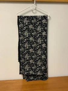 Floral Rayon Challis Fabric White Floral On Black 58” Wide 3 Yards + 13” - Picture 1 of 3
