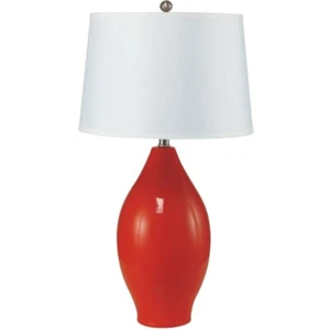 NEW Modern Red/Beige/Blue/Green Base w/ White Fabric Shade 28" Table Lamp 6201 - Picture 1 of 5
