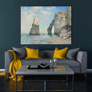 Claude Monet's The Cliffs at Etretat Canvas Wall Art , Claude Monet Poster Print - Picture 1 of 13