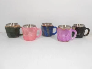 Menge 5 Harz Mineral Kristall Stil Kaffeetassen Edelstahl gefüttert - Bild 1 von 13