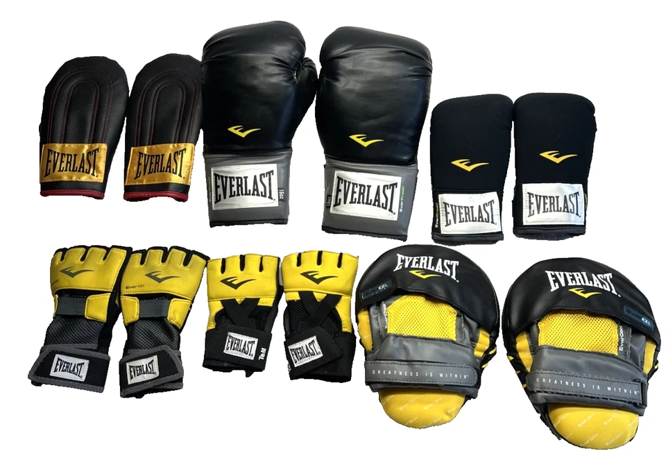Everlast Boxing Lot: 16 Oz Gloves, Speed Bag/Sparring Gloves, Strike Pads, More - Image 1 of 4