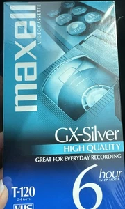 New - Maxell GX-Silver High Quality VHS Blank Video Cassette Tape T-120 6-Hour - Picture 1 of 5