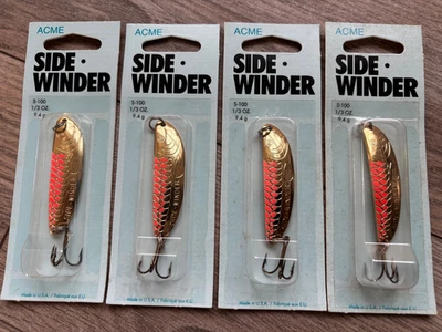 4 NEW NOS Acme Sidewinder Spoon 1/3oz S-100 Steelhead Salmon Walleye Rare USA - Image 1 of 3
