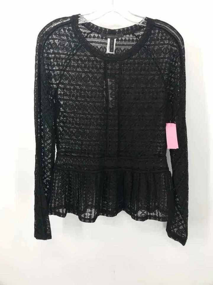 Blusa BCBG Maxazria de segunda mano negra talla mediana de encaje manga larga Foto 1 de 3