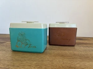 RETRO Australia 1950's NYLEX "Harlequin" HONEY/JAM Kitchen Condiment CANISTERS - Picture 1 of 22
