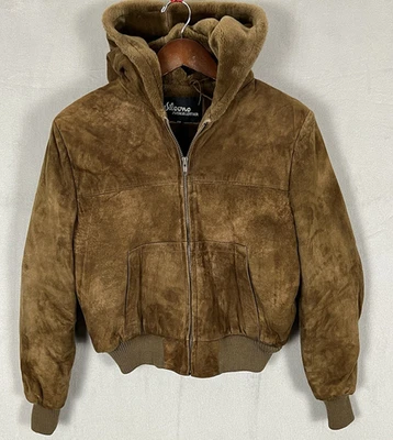 Wilson Women's Suede Bomber Jacket Hooded Size 16 Brown Color Leather Lined Zip - Image 1 of 4