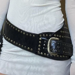 Punk Style Leather Belt Rivet Hollow Belt Gothic Asymmetric Belt Women - Picture 1 of 9
