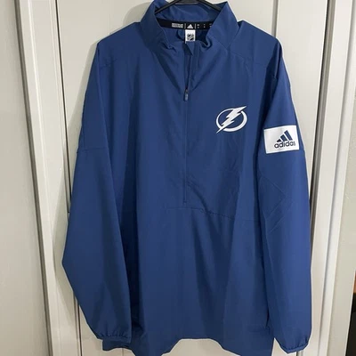 Adidas Tampa Bay Lightning Game Mode 1/4 Zip Team Stripe Pullover Jacket Mens XL - Image 1 of 4