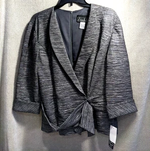 NEW Alex Evenings Women's Blouse Gunmetal Gray Metallic Dressy Size XL - Picture 1 of 11