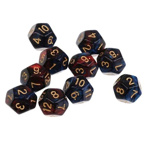 10pcs 12 Sided Dice D12 Polyhedral Dice for Game Blue Red Blue - Picture 1 of 4