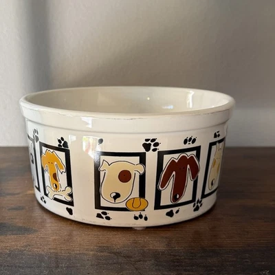 Cuenco de cerámica para perros 6X2 diseño de perros de dibujos animados blanco Foto 1 de 4