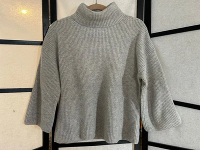 Suéter acanalado 100 % cachemir grueso gris Rachel Zoe para mujer talla: L Foto 1 de 4