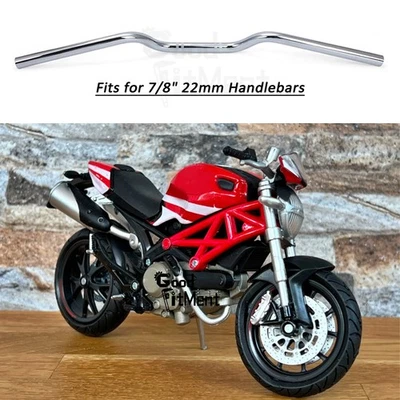 For Ducati Monster 796 400 Chrome Motorcycle 7/8" Tracker Drag Handlebars 22mm - Image 1 of 4
