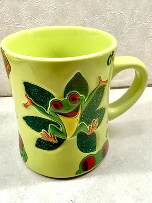 Taza de café Rainforest Café 3D "Cha Cha" verde rana brillo grande Foto 1 de 3