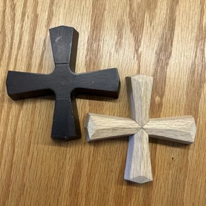 2 St John’s Wall Crosses Dark And Light Chunky Wood - Picture 1 of 5