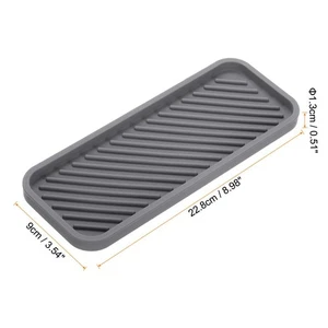 Vassoio bagno silicone 9 pollici x 3,5 pollici dispenser sapone vassoio grigio organizzazione casa - Foto 1 di 6