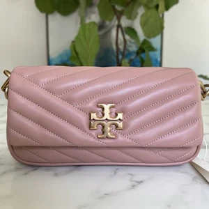 NWT TORY BURCH KIRA CHEVRON SMALL FLAP CROSSBODY SHOULDER BAG MEADOW SWEET PINK - Picture 1 of 16