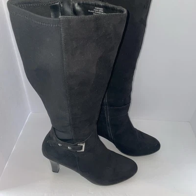 Madeline Girl Mujer Negro Bota Tacones Talla 8.5 M Cremallera Lateral Foto 1 de 4