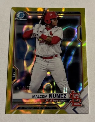 2021 Bowman Draft - Chrome Malcom Nunez #BDC-56 Yellow Lava Refractor /75 (RC) - Image 1 of 3