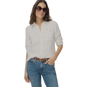 Camicia donna J.Crew bianca garza cotone manica lunga piccola nuova con etichetta 80€ difetto - Foto 1 di 11