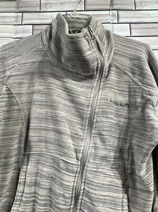 Avalanche Jacket Womens XL Grey stripe high neck Full Zip Front Pockets soft - Picture 1 of 12