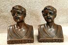 4" Vintage c. 1920 Weidlich Brothers Bronze Youth Bust Bookend Stamped WB 639