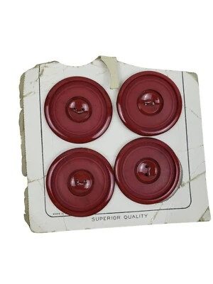 Vintage Large Burgundy Red Coat Cape Buttons On Original Card 1 2/3 Inch - Image 1 of 4