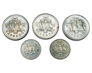 Lot of 5 Barbados 25 & 10 Cents Coins - Combined Ship - Picture 1 of 2
