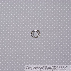 BonEful Fabric FQ Cotton Quilt Gray POLKA DOT Light White Small Little Tiny VTG - Picture 1 of 7