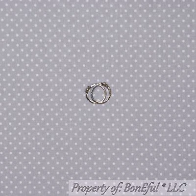 BonEful Fabric FQ Cotton Quilt Gray POLKA DOT Light White Small Little Tiny VTG - Image 1 of 4