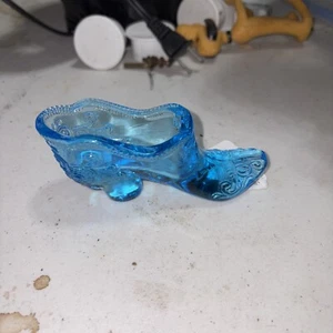 Fenton Blue Crystal Shoe, 4 X 2 X1.5, Excellent Condition - Picture 1 of 3