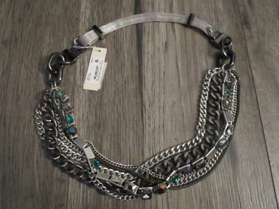 Collar Kenneth Cole Tono Plata y Hematita Multicadena ~ Cuentas Cristal Pavo Real Nuevo con Etiquetas Foto 1 de 4