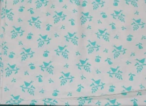 100 % Cotton fabric ~ Off white with teal birds & tree limbs ~ BTY - Picture 1 of 2