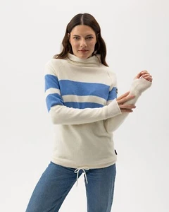 Holebrook Women's Martina Wool Windproof Sweater Off White/Oxford Blue - Picture 1 of 5