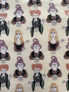Hocus Pocus Fabric Sanderson Sisters Witches BTHY 18”x44” Clever,Flirty, Witch - Picture 1 of 1
